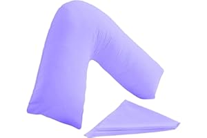 KANAK V Shaped Pillowcase Plain Polycotton Back & Neck Support V Pillow cover Orthopaedic/Pregnancy/Nursing Pillow Case Cover Only (Lilac)