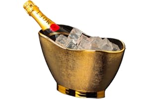 ABEL DESIGN, Glacette per Vino Petit Royal, Porta Bottiglie Vino e Porta Ghiaccio in Polipropilene Metallizzato Oro, Secchiello Bevande Dim 16,5 cm, h 27 cm, Made in Italy