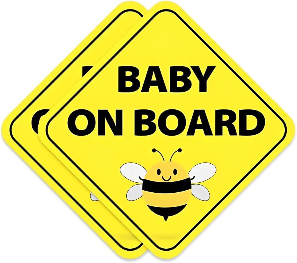MUNZE Bebe A Bordo Placa Adhesiva 2 Piezas Amarillo Estándar 13X13 Cm