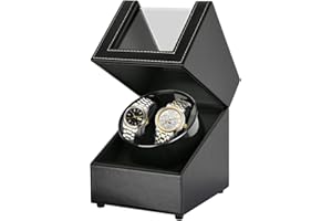 CENBEN Double Automatic Watch Winder Box, Ultra-Quiet Motor Auto Watch Turner Rotator Watches Display Storage with Dual Rotation Mode for 2 Mechanical Watches Women and Men