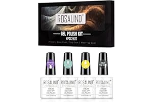 ROSALIND Base e Top Coat Semipermanente con Primer e Top Coat 10ml 4pcs Opaco per Smalti Semipermanenti in Gel UV LED Gel Unghie Pacchetto Conveniente Nail Art