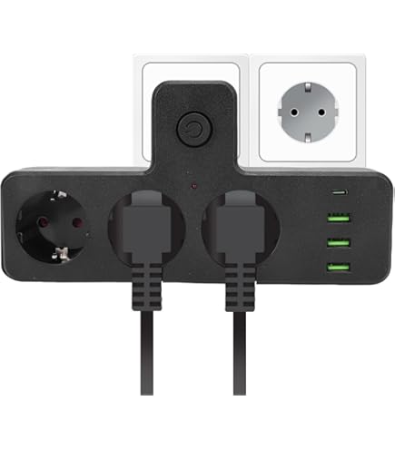 15 FT Flat Extension Cord, Ultra Thin Plug Power Strip met usb C, 6 Outlets en 2 usb C Outlet, geen surge protector voor slaapkamer, kamer, reizen