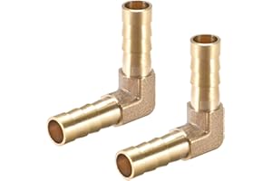 sourcing map 2 Piezas Conector Manguera de Lengüeta de Latón, 8mm Codo de Latón de 90 Grados, 90 Grados Codo Espiga para Manguera