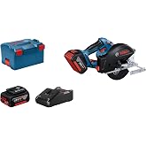 Bosch Professional GKM 18V-50 Ak&uuml;l&uuml; Daire Testere (18 Volt, 2 x 5,0 Ah Ak&uuml;, Şarj Cihazı, Testere bı&ccedil;ak &ccedil;apı: 136 mm, 4.250 de