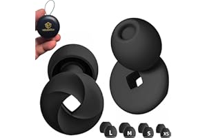 HOUSKITCH Tapones para los Oídos Antiruido, Tapones Oídos Ruido Dormir, Reducción de Ruido 33 dB,Tapones Anti Ronquidos de Silicona Flexible, Para Conciertos,Viajes, Estudiar. (Negro, talla única)