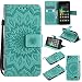 Produktbild Lonchee Huawei G Play mini / Huawei Honor 4C Leder Wallet Tasche Brieftasche Schutzhülle , Sonnenblumen geprägten Muster Design Hochwertige PU Leder Folio Tasche Case Hülle im Bookstyle mit Standfunktion Kredit Kartenfächer (grün)