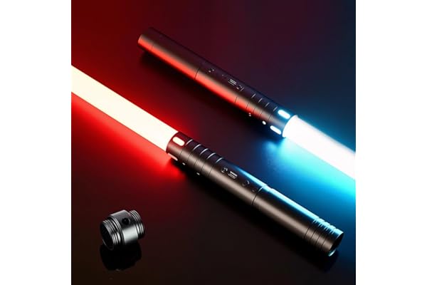MOZC Sabre Laser, Sabre Laser Enfant 2 en 1 avec 15 Couleurs, Sabre Laser Duel pour 4 Modes et Sons, Sabre Laser Enfants à Chargement USB-C, Que la Force Soit avec toi(Noir)