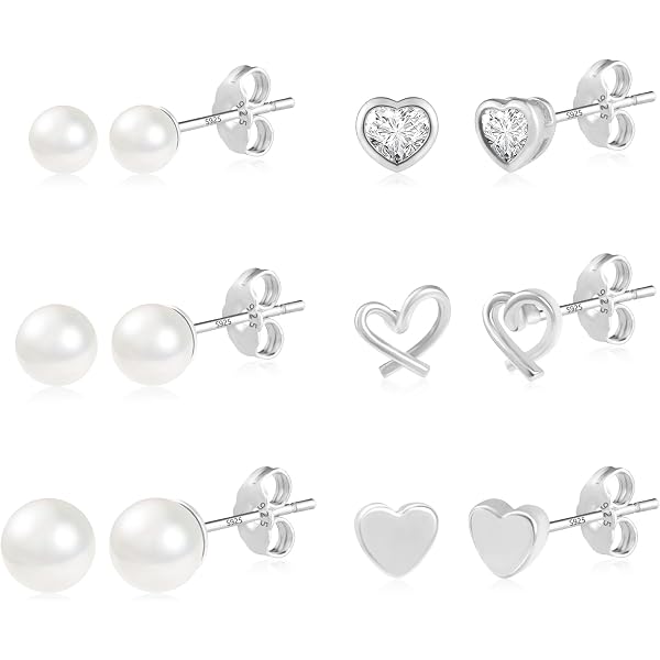 Milacolato Set Di 18 Paia Di Orecchini A Lobo In Acciaio Inossidabile 316L - Forme Geometriche, Stella, Cuore, Zirconi - Per Ragazze E Donne - 2