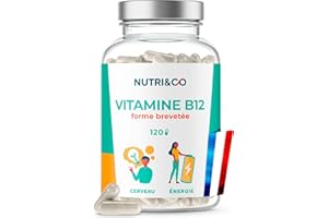 NUTRI & CO Vitamine B12 Vegan 1000 mcg - Méthylcobalamine Brevetée Pure & Biodisponible - Haute Absorption - Anti Fatigue & Immunité - 120 gélules Sans Gluten - Conditionné en France