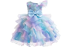 Miipat Ragazze Abito Una Spalla Paillettes Principessa Senza Maniche Vestito Bambine e Ragazza di Fiori Damigella d'Onore Tutu Abiti Bambini per Festa Compleanno Matrimoni