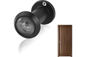GOERPN Türspion mit Weitwinkel 220° und Sichtschutz,Edelstahl Optik,Ø 14-18mm Bohrloch,Hochwertige Echtglaslinse,Türspion Abdeckung,Sicherheit für 35-60mm Dicke Türen (Schwarz)