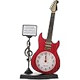 Toyvian Guitar Alarm Clock Tabletop Clock Vinyl Records Decor Vinyl Record Clock Battery Operated Alarm Clock Music Note Clock Holiday Musical Clock Tabletop Alarm Clock Bedside Clock Red