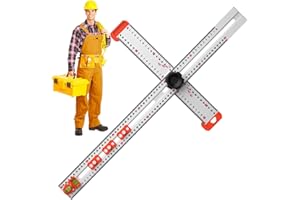 Fenytay 2-in-1 Drilling Positioning Ruler, T Square Ruler Wood, Adjustable Angle Sliding For Marking, Multifunctional Woodworking Measuring Ruler Tools For Carpentry, Architecture, Drawing, Painting