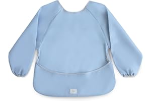 Mushie śliniaczek z długim rękawem dla niemowląt | Wodoodporny śliniaczek dziecięcy z rękawami | Regulowane dopasowanie dla 6-24 miesięcy