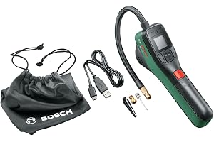 Bosch Easy Pump Cordless Bike Tyre Inflator, Portable Electric Air Pump, 3.0 Ah Battery, 3.6 Volt, Autostop Function, Digital Display & LED Light, USB-C Rechargeable, 0.43 kg