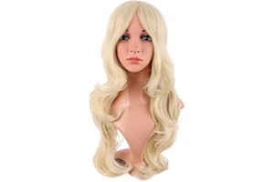 MapofBeauty 24 Pollice/60 cm Moda Signora Frangia Laterale Lungo Ricci Donna Ricci Parrucche (Misto Biondo)