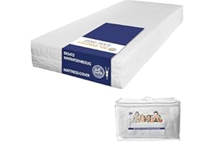 TULENA Pokrowiec z mikrofazy z zamkiem błyskawicznym na materac, 200x200 cm, wysokość od 14 do 16 cm, pikowany, biały, hipoalergiczny, z certyfikatem Öko-Tex