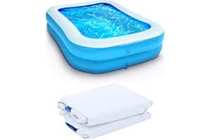 Victoper Aufblasbarer Pool,Plantschbecken groß,Aufblasbares Planschbecken für Kinder Erwachsene Sommer-Wasserparty Freien Langer Plantschbecken Rechteck,Family Pool Blue 78.7" x 59" x 19.7" Blau&weiß