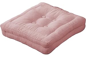 GREATOYAR Cojin para Silla, Cojín Decorativo con Correas de Sujeción, Cojin Cuadrado de Imitación de Lino, Decoración de Jardín Casa Terraza, Fabricado en España, 45x45x8cm, 1 Unidad, Rosa