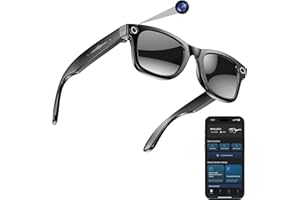 hellibito AI Smart Camera Glasses for Men Women, 4K Photography, 1080P HD Video Recording, Real-Time Translation, Open-Ear Audio (Black Frame-Black Lens)