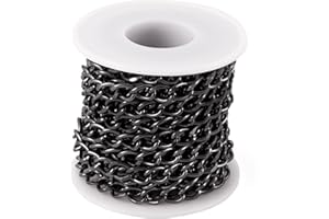 Craftdady, Rotolo di catena a maglia barbazzale in alluminio da 5 metri, con maglie non saldate, con bobina, in stile punk cubano, per collane, bracciali e gioielli fai da te, grigio piombo