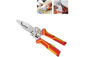 DORIMI 9 in 1 Electrical Pliers Wire Strippers Electrical with Voltage Tester, Multifunctional Electric Wire Stripper, Cable Stripper Tool for Cutting, Stripping, Winding, Splitting, and Measuring (Orange)