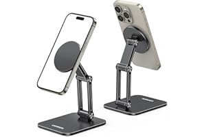 ‎UGREEN UGREEN Magnetyczny stojak na telefon komórkowy Magsafe Uchwyt na Składany stojak na iPhone'a z metalowymi pierścieniami Kompatybilny z iPhone 14 Pro Max Magsafe Case Galaxy S23 Ultra, itp. (Czarny)
