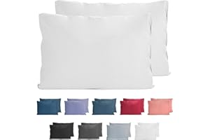 Komfortec 100% Coton Jersey Taie d'oreiller - Lot de 2-40x60 cm, Oreiller 150 g/m², Housse de Coussin, Blanc