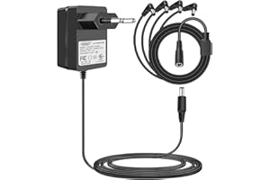 VOLTKARE DC12V 2A Stromversorgungsadapter für Überwachungskameras, kombiniert mit 1 Buchse auf 4 90-Grad-Winkelkabel für Überwachungskamerasysteme, LED-Streifenleuchten