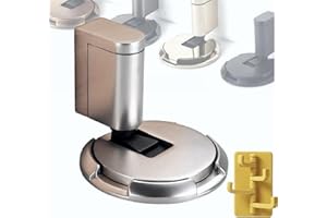 StyBtt Tope Puertas Suelo, Topes Para Puertas Suelo Mecánico, Batente Porta Chao, Sujeta Puertas Suelo, Topes Puertas Suelo Adhesivos, con Gancho Para Puerta (Plata)