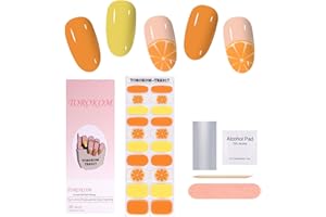 EBANKU Cured Gel Nail Strips, Gel Nail Strips Long Lasting Waterproof Real Nail Polish Strips Wraps Stickers with Cuticle Stick, Nail File, Nail Wipes & Sealing(UV/LED Lamp Required)