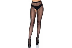 Leg Avenue Sheer Crotchless Pantyhose,Jeden Rozmiar(Czarny)
