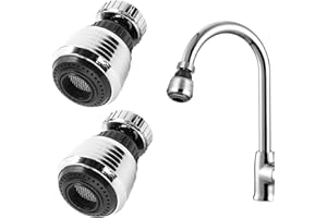LGYUWER 2 Pcs Swivel Kitchen Tap Spray Head, Sink Faucet Head Replacement Universal Adjustable 360 Degree Kitchen Tap Aerator 2 Modes Faucet Sprayer Attachment with Nozzle Adapters for Bathroom Kitchen
