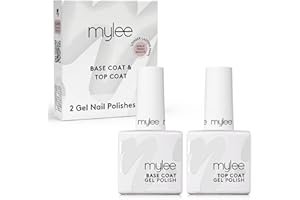 Mylee Top e Base Coat per Smalto Unghie Gel Semipermanente 2x10ml UV/LED Nail Art, Manicure Pedicure per uso Domestico e Professionale, Lunga durata, Facile da applicare