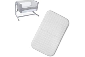 BUY ALL HERE Next2Me Bedside Crib Mattress for Chicco & Tutti Bambini Next to Me Bedside Crib - Washable Hypo-Allergenic - Removable Quilted Cover - Extra Thick Size 83 x 51 x 10 cm