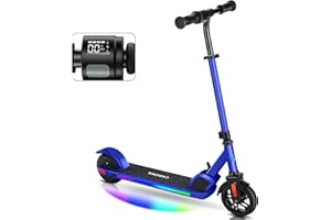 Caroma E Scooter Kinder von 6-14 Jahren, 180W Motor, 16 km/h, E Roller Kinder, Einstellbare Geschwindigkeit & Höhe, Bunte Lichter, LED Display, Faltbarer Elektroroller für Kinder