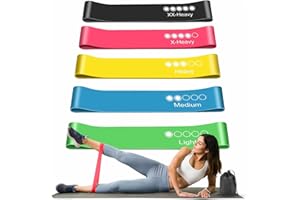 Active 100 Resistance Bands, Set of 5 Different Levels, Exercise Band for Home Gym, Training and Yoga with Carrying Bag