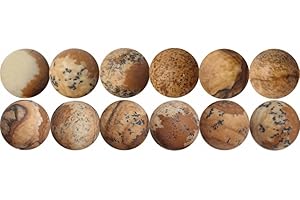 SKYBEADS Natürliche Landschaftsjaspis Mattiert 8mm Naturstein Perlen für Armbänder Halsketten Auffädeln 38cm Strang Approx 46 Stück