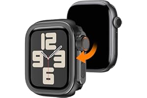 Dolstrap 2 in 1 Rugged Metal Case Compatible with Apple Watch Series 6 5 4 SE3/2/1 44mm, Turn 44mm into Ultra 3/2/1 Seamlessly Bumper Protector Case with Watch Crown + Back Cover for iwatch, Black