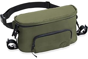 hauck Pushchair Hip Bag, Olive - Große 2in1 Bauchtasche & Kinderwagen Organizer mit Reißverschlusstasche & Verstellbarem Gurt, 17 x 11 x 32 cm, Einfache Befestigung am Buggy, für Damen & Herren