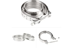 Densieg Ø 63.5mm(2.5") V Bande Bride d'Echappement V-Clamp Tuyau d'Echappement Pince en Acier Inoxydable pour Turbos, Vannes d’évacuation/d’écharge
