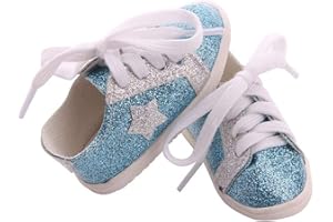 Aeromdale Doll Shoes Glitter Casual Shoes for 18 inch American Doll Girls Dolls 46cm Doll Accessories Toys - Blue - 1 Pair