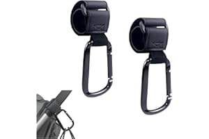 CYCLYTE 2 Ganci Per Passeggino, Velcro Allargato E Moschettone Quadrato Per Borse Zaino Pannolino Borse Shopping Accessori Passeggino Ganci Per Seggiolini Auto Universale (NERO)
