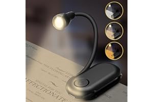 HIYAA Book Reading Light, 3 Eye-Protecting Modes Clip on Book Light, USB Rechargeable, 3 Color Temperatures, 24 Hours Runtime, Flexible LED Reading Light Book Lamp for Reading in Bed at Night