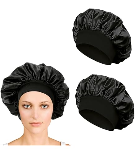 Abeillo Cuffia Da Notte In Seta Con Elastici - Cappello Per Dormire In Raso Per Capelli Ricci E Lisci - Regolabile Per Donna