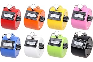 Hitopin 8 Piezas Contador Manual Mecánico, Contador Manual Digitos,Contador de Mano de Color,Contador de Dedos,Contador de 4 Dígitos,para Deportes,Entrenamiento,Varias Estadísticas de Datos (Color)