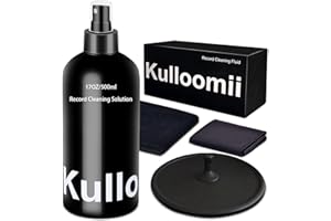 KULLOOMII 500ml/17oz Limpiadora De Vinilo Kit | Líquido Limpiador De Discos de vinilos LP Antiestático con Paño De Limpieza De Microfibra Supersuave | Elimina La Suciedad, El Polvo Y Las Huellas Dactilares