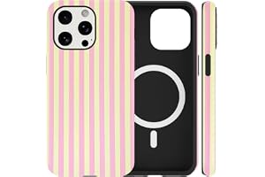 Paovkoi Magnetiskt fodral för iPhone 15 Pro MAX, estetisk sommar ränder ränder design design silikon TPU dam skal, kameraskyd