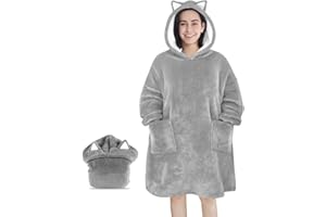 FBSPORT Felpa Coperta Uomo Donna Taglia Unica Felpe con Cappuccio Oversize Blanket Hoodie Sherpa Fleece Coperta con Cappuccio Morbido Caldo Reversibile Gigante Coperta con Tasca Gigante, per Adulti Bambini