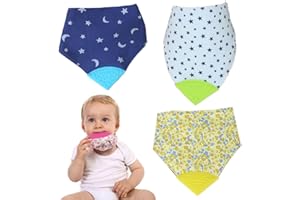 OAYGAT Baby Bibs Newborn Toddler Baby Bandana Dribble Bibs Super Soft and Absorbent Drooling Bib with Teether Infant Teething Bib with Snaps Toddler Bibb Teething Toy for Boys Girls Unisex Infant Toddlers
